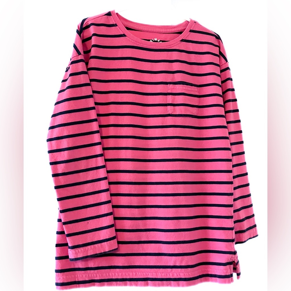 Kids Navy and Pink Striped Primary Legging T-Shirt, Size 8-9